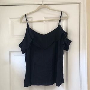Old Navy Cold-Shoulder Black Tank Top with Ruffles